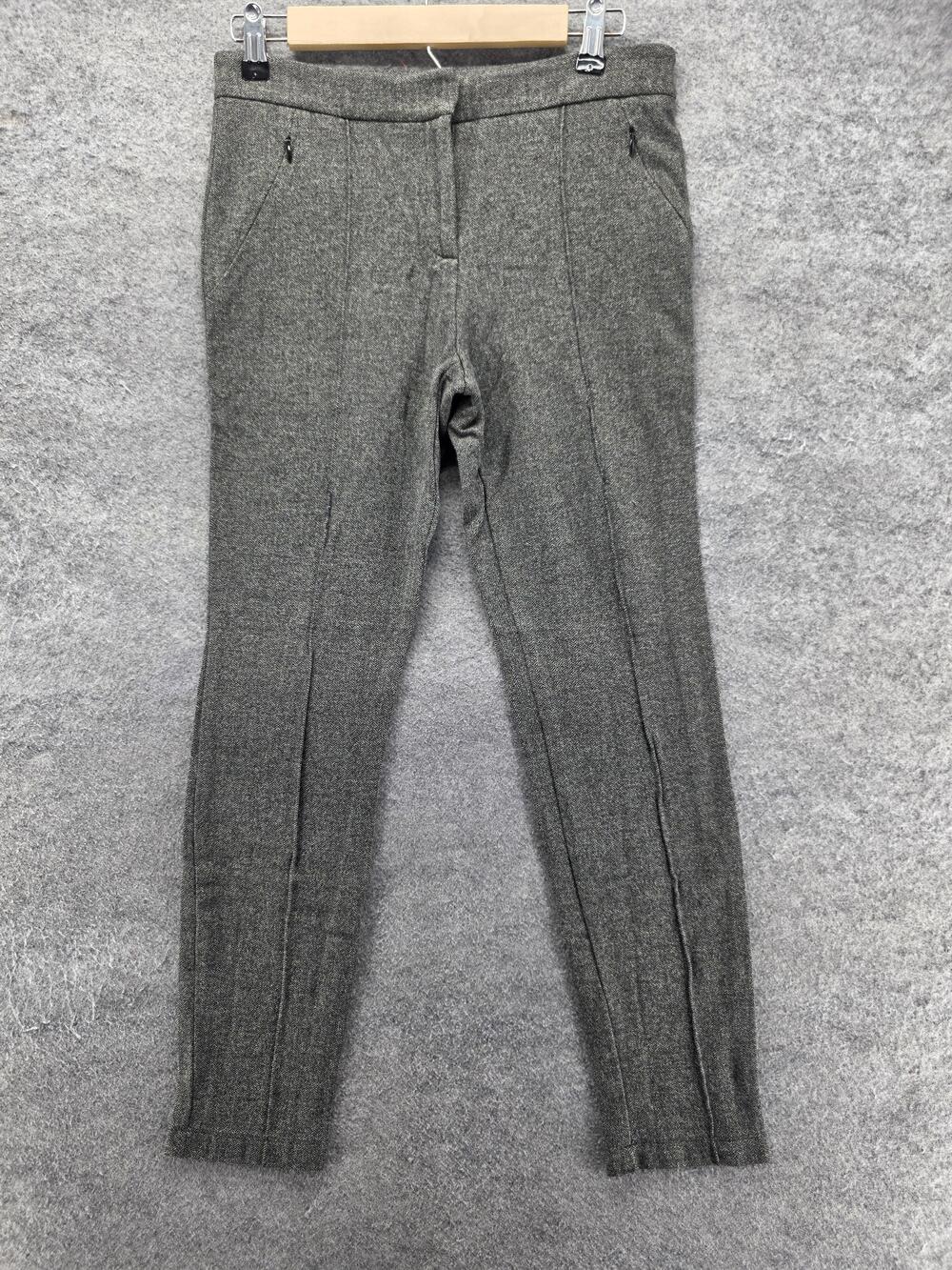 Cartonnier Pants Womens 6 Gray Dress Ponte Herringbone Pull On Pockets 28.5 In